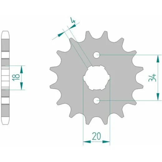 AFAM Standard Stahlritzel vorne 20200 - 428 für Honda, Daelim, Derbi 20200-15