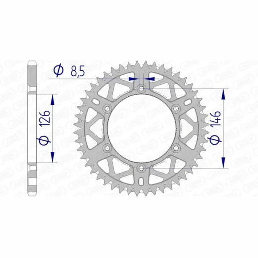 AFAM Aluminium Ultra-Light Self-Cleaning Rear Sprocket 15203 - 520 for Suzuki DR250, DR350, DR-Z250 15203+50