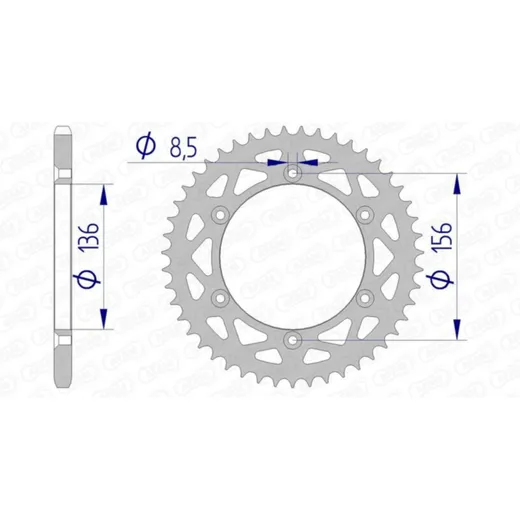 AFAM Aluminiumritzel hinten 15206 - 520 für Husqvarna, Sherco, für: Gas Gas 15206N-50