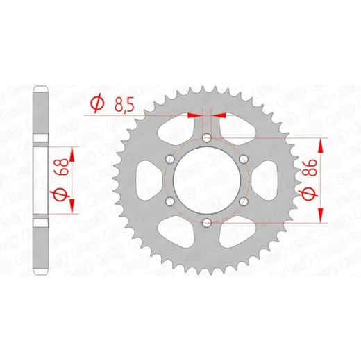 AFAM Standard Stahlritzel hinten 16201 - 428 für Kawasaki ELIMINATOR125
