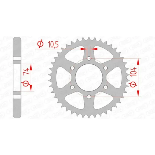 AFAM Standard Stahlritzel hinten 16401 - 530 für Kawasaki Z400, Z550, Z650 16401-42