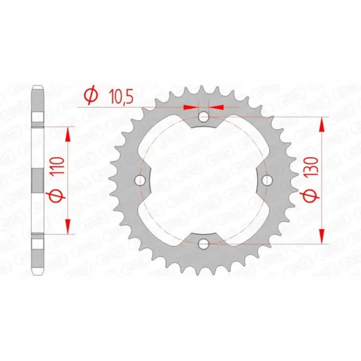 AFAM Standard Stahlritzel hinten 16406 - 520 für Kawasaki KFX450 16406-36