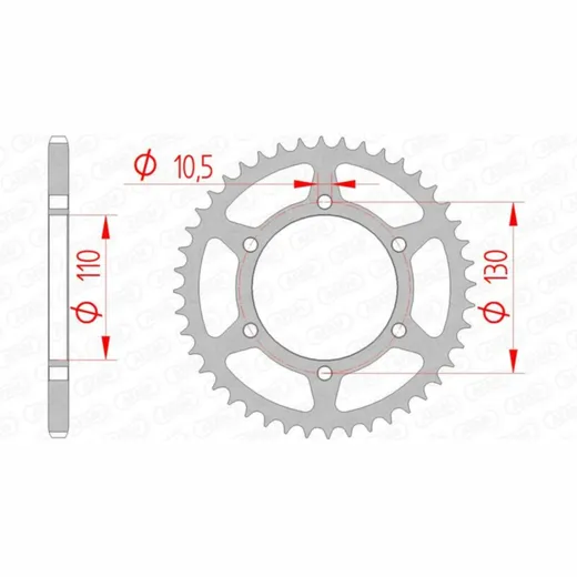 AFAM Standard Stahlritzel hinten 16500 - 520 für Kawasaki ELIMINATOR250, GPX250, GPZ500 16500-41