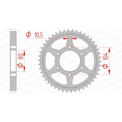 AFAM Standard Stahlritzel hinten 16604 - 530 für Kawasaki NINJAZX-12R, NINJAZX-9R, ZRX1200 16604-46
