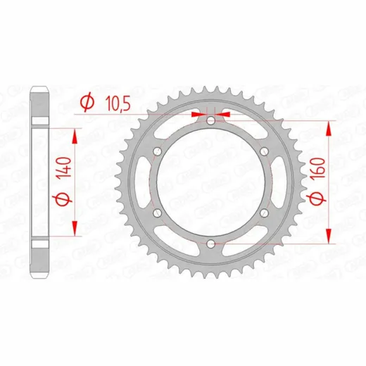 AFAM Standard Stahlritzel hinten 16701530 für Kawasaki GPX750, GPZ1100, GPZ750 16701-48