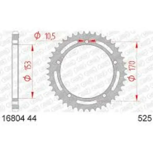 AFAM Steel Standard Rear Sprocket 16804525 for Kawasaki NINJAH2, NINJAH2SX, NINJAZX-10R