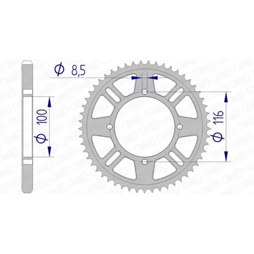 AFAM Aluminiumritzel hinten 17105428 für Kawasaki KX100, KX80, KX85 Suzuki RM100 17105-51