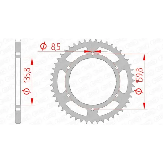 AFAM Standard Stahlritzel hinten 35304 - 520 für BMW, Aprilia, Beta 35304-43