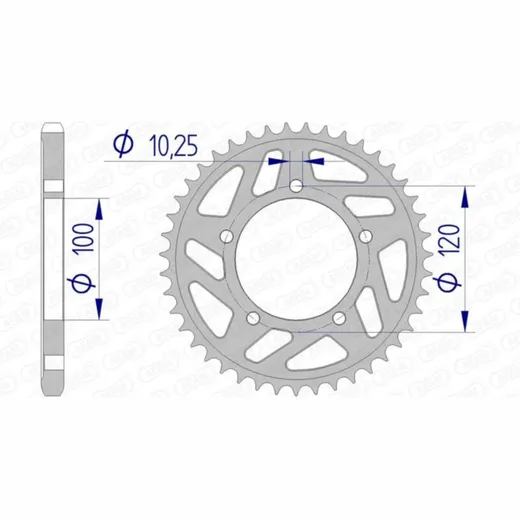 AFAM Aluminiumritzel hinten 36802 - 525 für Aprilia RSV1000, RSV4