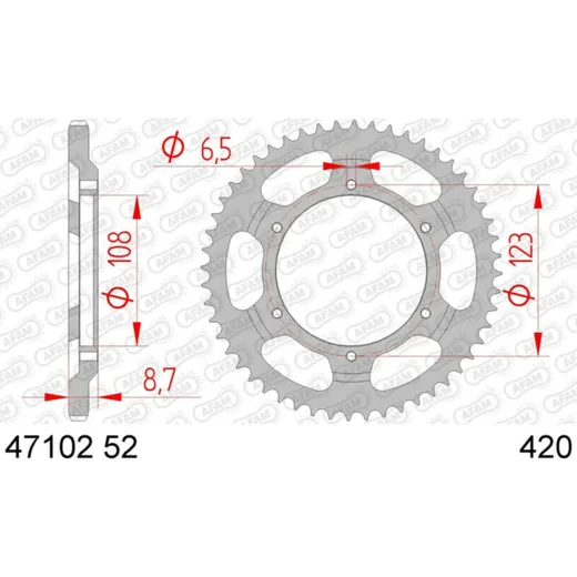 AFAM Standard Stahlritzel hinten 47102 - 420 für Cagiva MITO50 Derbi GPR50