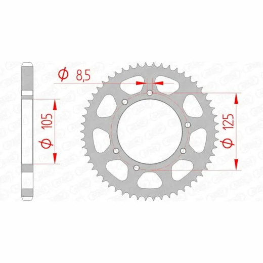 AFAM Standard Stahlritzel hinten 47200 - 428 für Rieju, Derbi, HM 47200-51