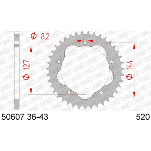AFAM Standard Stahlritzel hinten 50607 - 520 für Ducati 748, 800MONSTER, 848