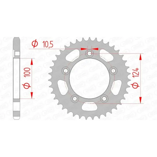 AFAM Standard Stahlritzel hinten 50612 - 525 für Ducati 749, 999 50612-39