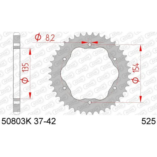 AFAM Standard Stahlritzel hinten 50803K - 525 für Ducati 1098, 1198, 1200MONSTER