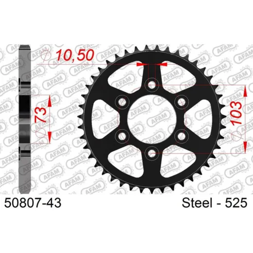 AFAM Standard Stahlritzel hinten 50807 - 525 für Ducati 950MULTISTRADA