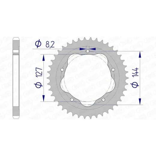 AFAM Aluminiumritzel hinten 51608 - 525 für Ducati 1000MONSTER, 1000MULTISTRADA, 1100HYPERMOTARD 51608-38
