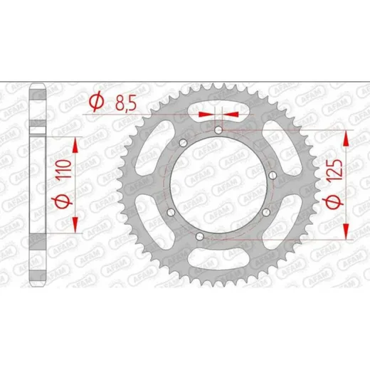 AFAM Standard Stahlritzel hinten 59104 - 428 für Sherco SE125CITYCORP, SE50, SM125CITYCORP
