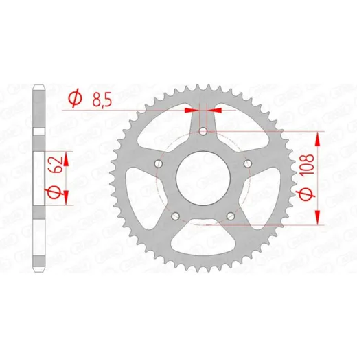 AFAM Standard Stahlritzel hinten 92122 - 420 für Peugeot, Rieju, Motor Hispania