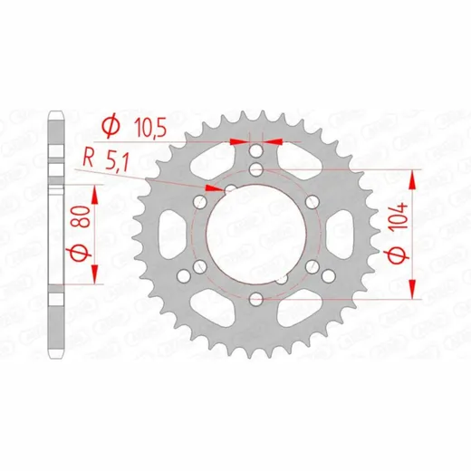 AFAM Standard Stahlritzel hinten 98300 - 520 für Polaris SCRAMBLER400, SCRAMBLER500, SPORT400 98300-38