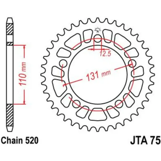 JT SPROCKETS Ultraleichtes Aluminiumritzel hinten 75 - 520 für BMW S1000RR