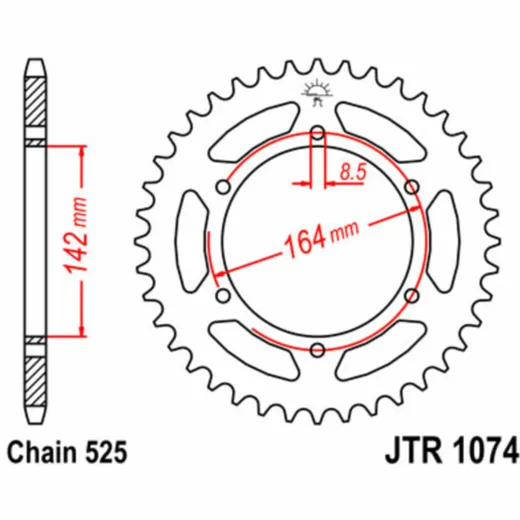 JT SPROCKETS Standard Stahlritzel hinten 1074 - 525 für Hyosung GT650
