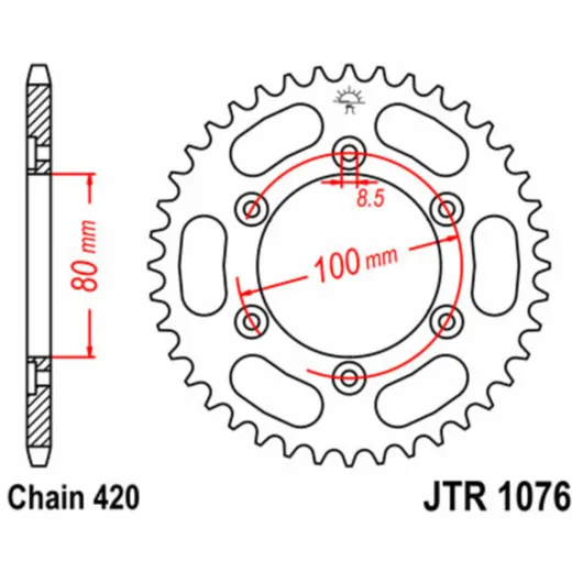 JT SPROCKETS Standard Stahlritzel hinten 1076 - 420 für Rieju SPIKE50, TANGO50