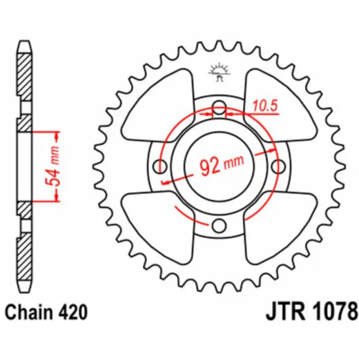 JT SPROCKETS Standard Stahlritzel hinten 1078 - 420 für MBK X-POWER Yamaha TZR50