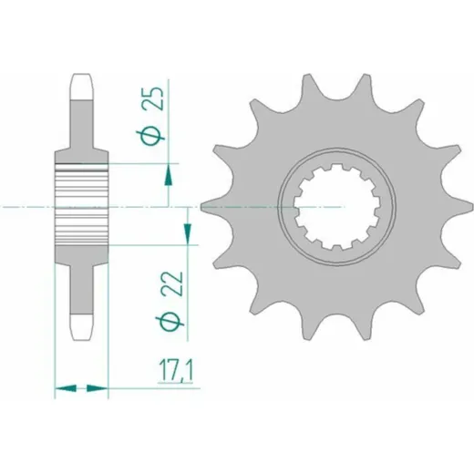 AFAM Standard Stahlritzel vorne 20405 - 525 für Honda CB500, CB500S, CBF500 20405-14