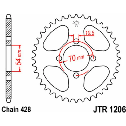 JT SPROCKETS Standard Stahlritzel hinten 1206 - 428 für Honda CBR125R