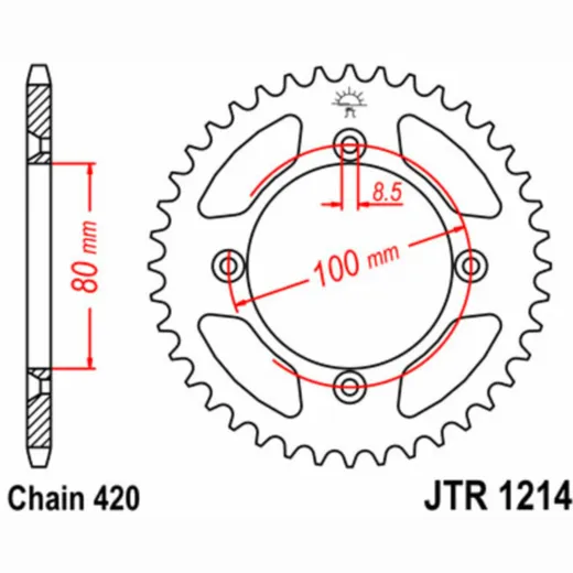 JT SPROCKETS Standard Stahlritzel hinten 1214 - 420 für Honda CR50R, CR60R, CR80R
