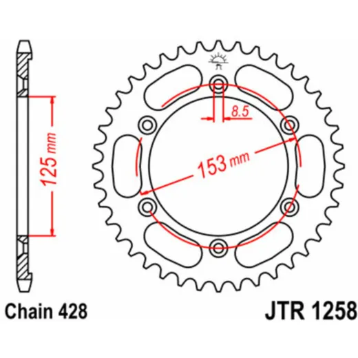 JT SPROCKETS Standard Stahlritzel hinten 1258 - 428 für Honda XR125L