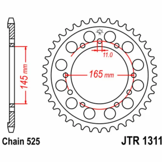 JT SPROCKETS Standard Stahlritzel hinten 1311 - 525 für Honda NT650, VFR400R