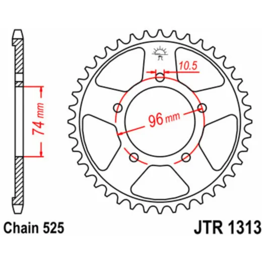 JT SPROCKETS Standard Stahlritzel hinten 1313 - 525