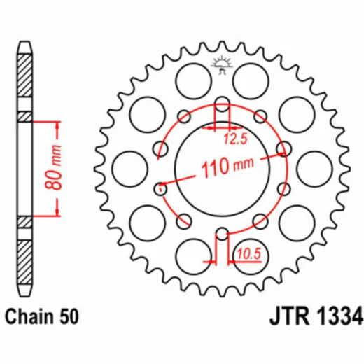 JT SPROCKETS Standard Stahlritzel hinten 1334 - 530 für Honda CB1000F, CB1100, CB750 JTR1334.45