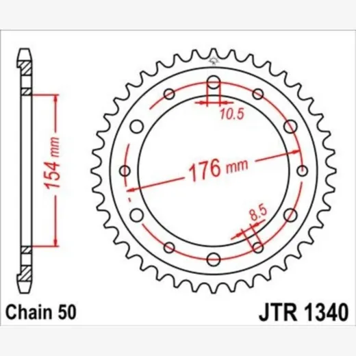 JT SPROCKETS Zink-Standard-Kettenrad 1340 - 530 für Honda VFR750F, VFR800, VFR800XCROSSRUNNER