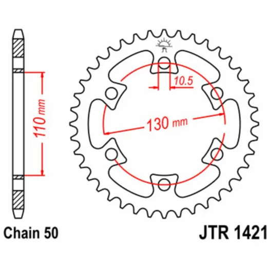 JT SPROCKETS Standard Stahlritzel hinten 1421 - 530