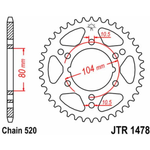 JT SPROCKETS Standard Stahlritzel hinten 1478 - 520 für Polaris, Kawasaki, Suzuki