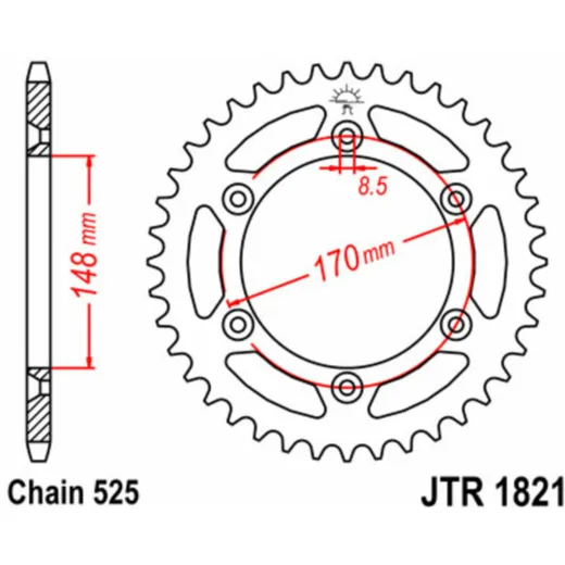 JT SPROCKETS Standard Stahlritzel hinten 1821 - 525