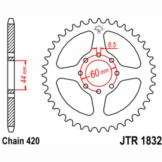 JT SPROCKETS Standard Stahlritzel hinten 1832 - 420