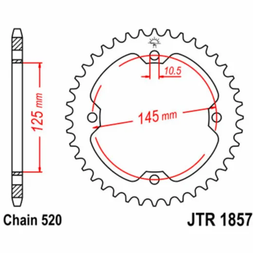JT SPROCKETS Standard Stahlritzel hinten 1857 - 520 für Yamaha XT600, YFM250RAPTOR, YFM350RAPTOR