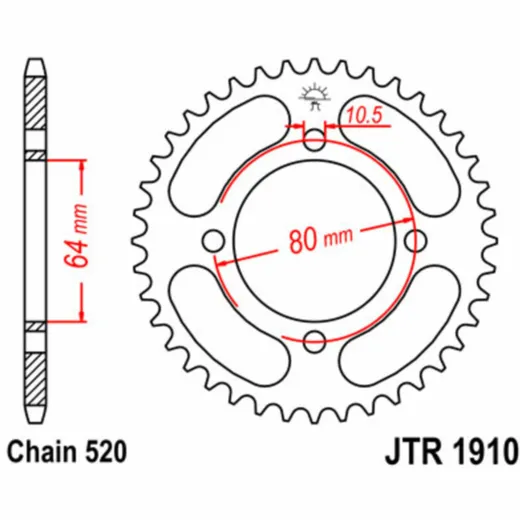 JT SPROCKETS Standard Stahlritzel hinten 1910 - 520 für Aeon COBRA125, COBRA180, COBRA220
