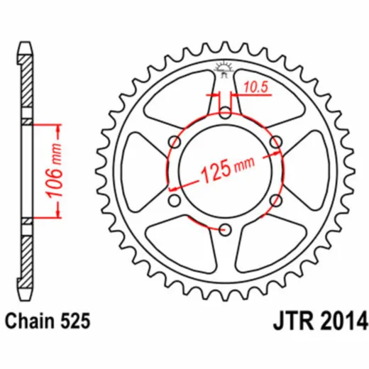 JT SPROCKETS Standard Stahlritzel hinten 2014 - 525 für Triumph DAYTONA675, STREETTRIPLE675, TIGER800 JTR2014.50