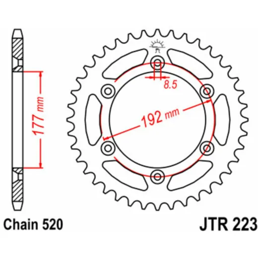 JT SPROCKETS Standard Stahlritzel hinten 223 - 520 für Husqvarna CR125, CR240, CR250