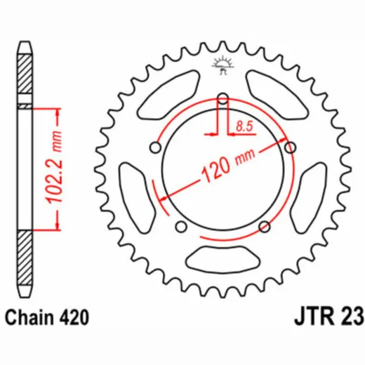 JT SPROCKETS Standard Stahlritzel hinten 23 - 420 für Aprilia RS50, TUONO50