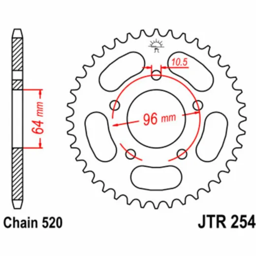 JT SPROCKETS Standard Stahlritzel hinten 254 - 520 für Honda CBF250, XL200R, XR200R
