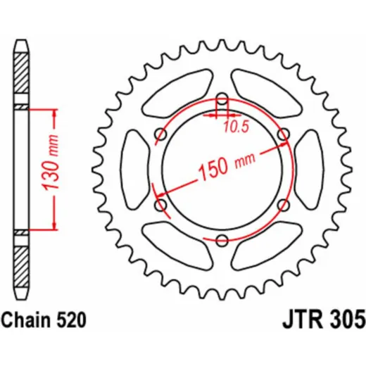JT SPROCKETS Standard Stahlritzel hinten 305 - 520 für Yamaha XJ6, XJ6N, XJ6SDIVERSION