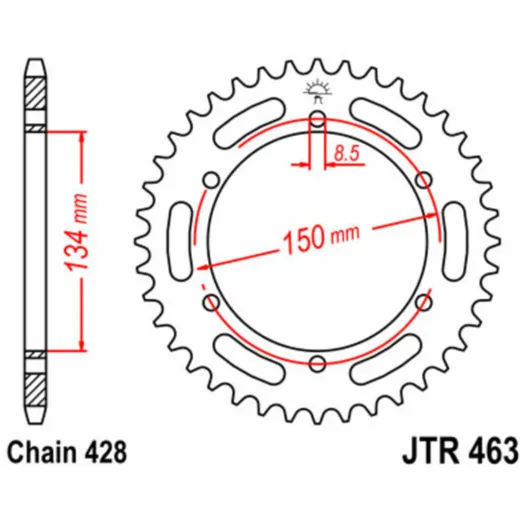 JT SPROCKETS Standard Stahlritzel hinten 463 - 428 für Kawasaki KMX125, KMX200