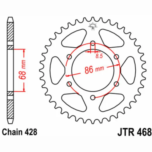 JT SPROCKETS Standard Stahlritzel hinten 468 - 428 für Kawasaki AR125, ELIMINATOR125