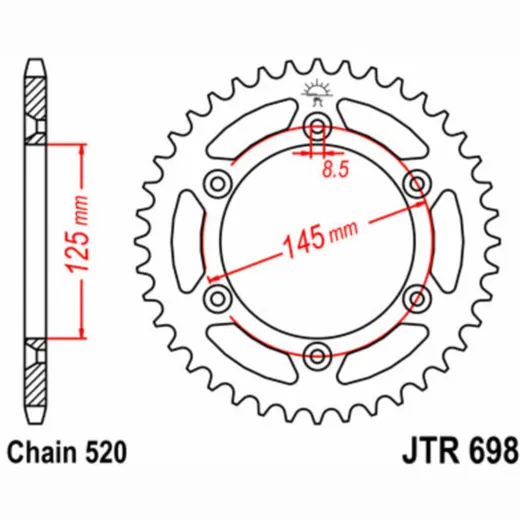 JT SPROCKETS Standard Stahlritzel hinten 698 - 520 für Cagiva CRUISER125, K7125, TAMANACO125