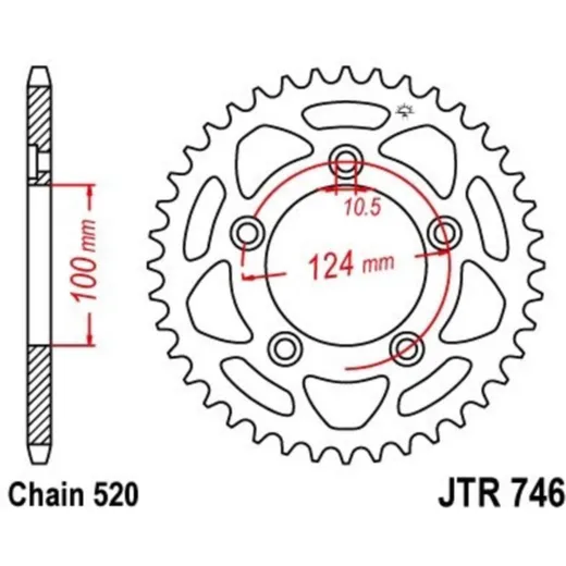 JT SPROCKETS Steel Standard Rear Sprocket 746 - 520 for Ducati 797MONSTER, 821MONSTER, PANIGALE899